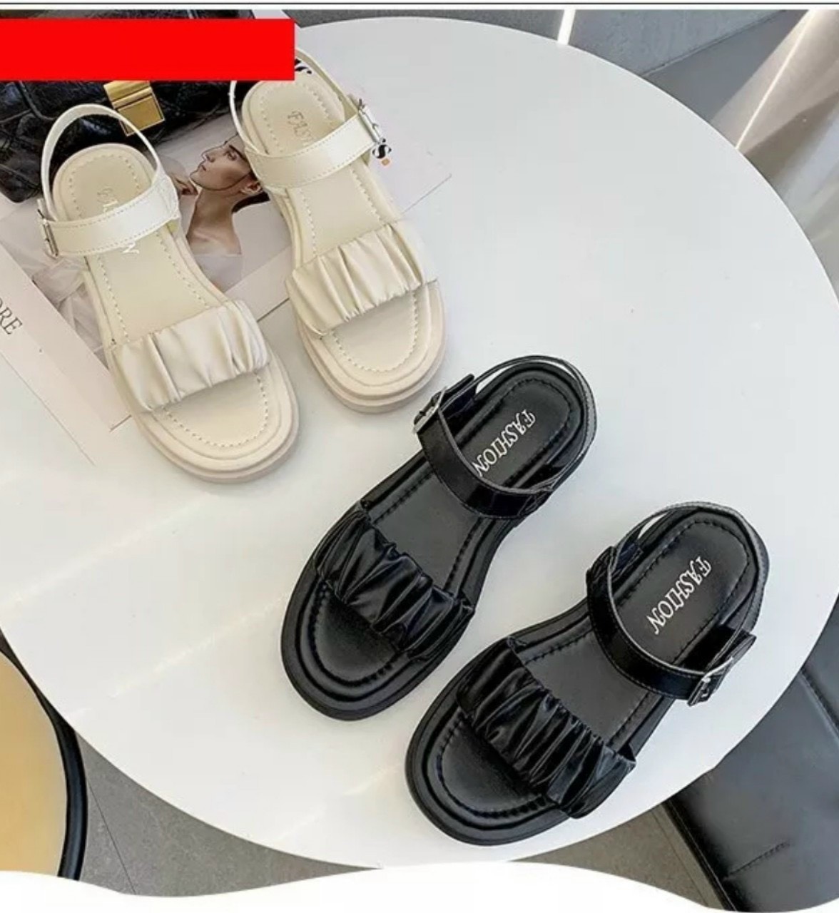 Ảnh thật- dép sandal đế bánh mì quai nhún ngang- g919