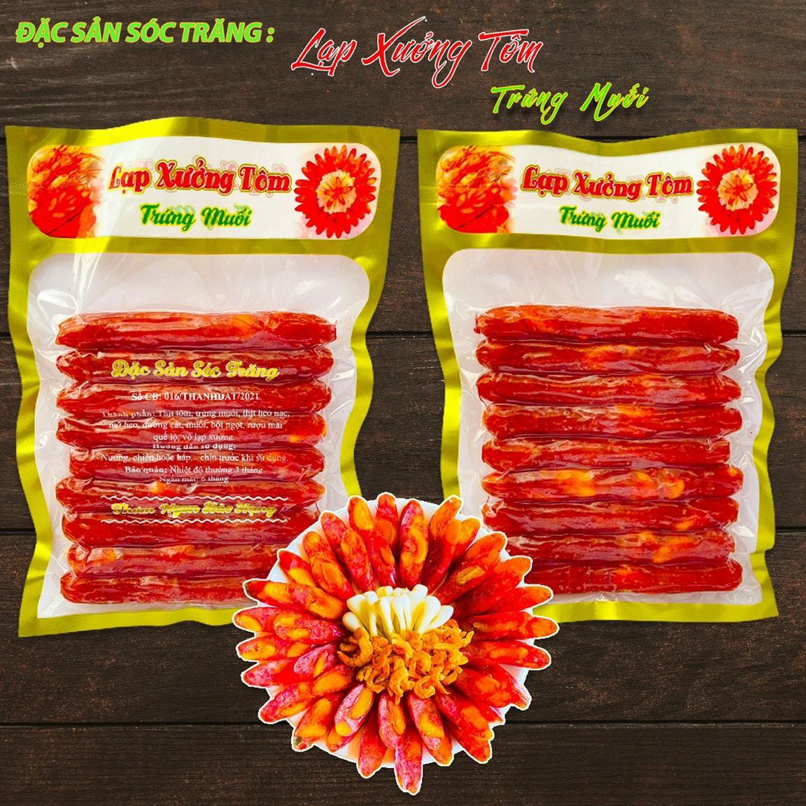 1Kg lạp xưởng tôm trứng muối, lạp xưởng tôm loại ngon siêu thịt tôm 90%, lạp xưởng đặc biệt Sóc Trăng ăn là ghiền