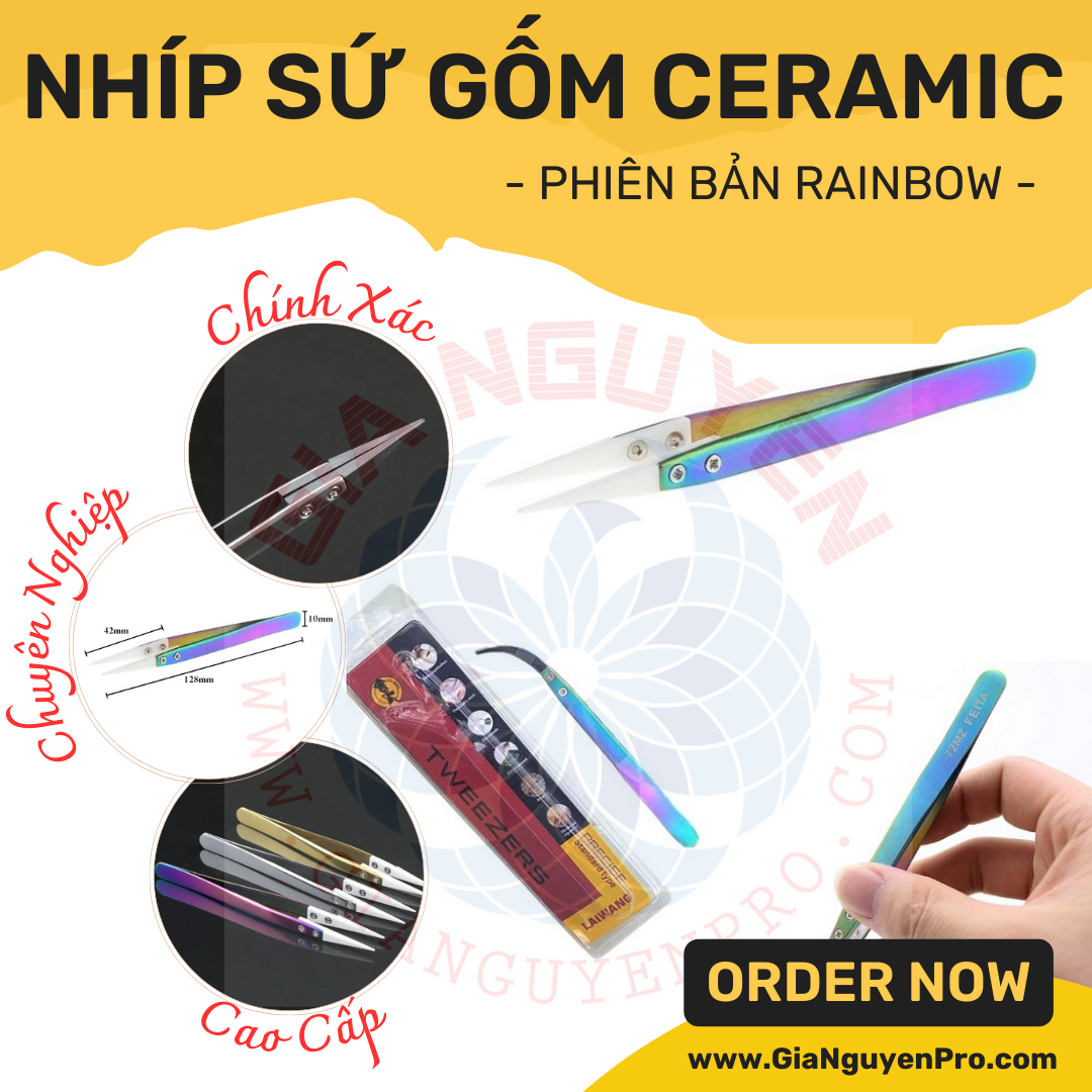 Nhíp Sứ Gốm Ceramic Tweezer Phiên Bản Rainbow Cao Cấp Siêu Bền