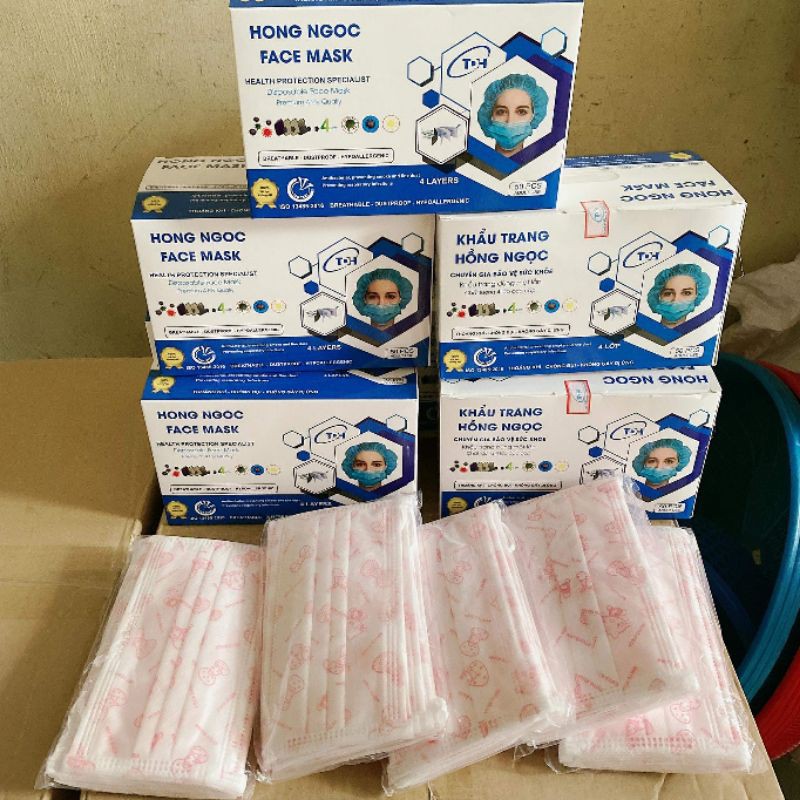 Hộp 50 Chiếc Khẩu Trang Y Tế 4 Lớp Họa Tiết Dễ thương Cho Người Lớn