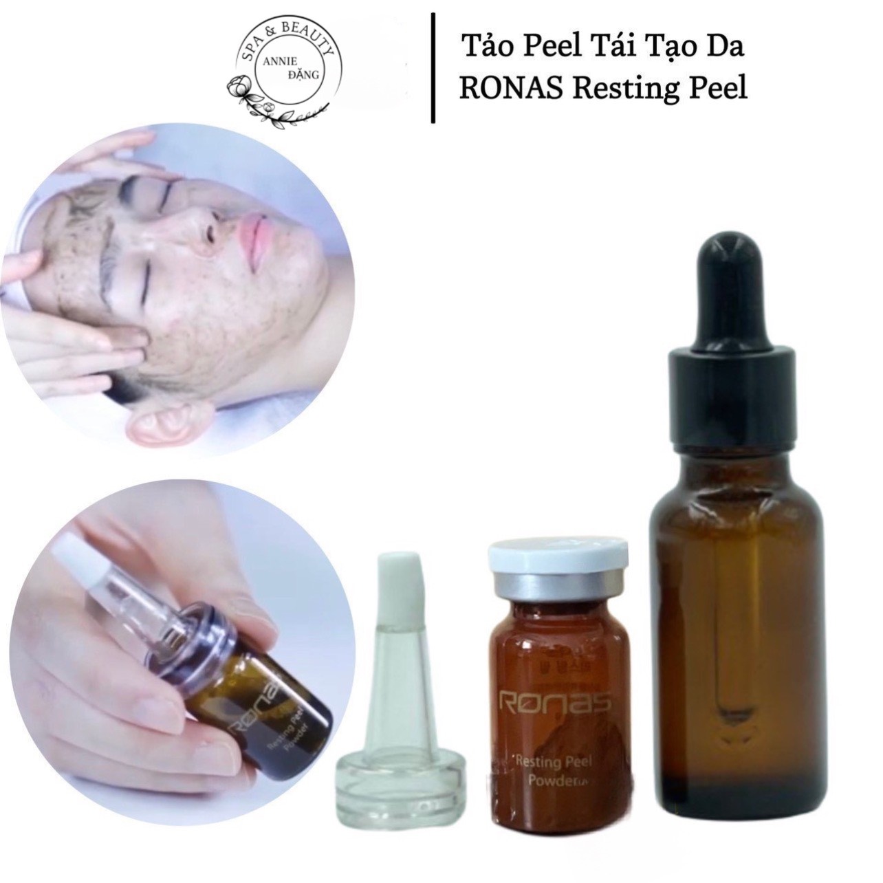Tảo Peel Tái Tạo Da Ronas Resting Peel Solution ( set 1 lọ tảo + 20ml hoạt chất)