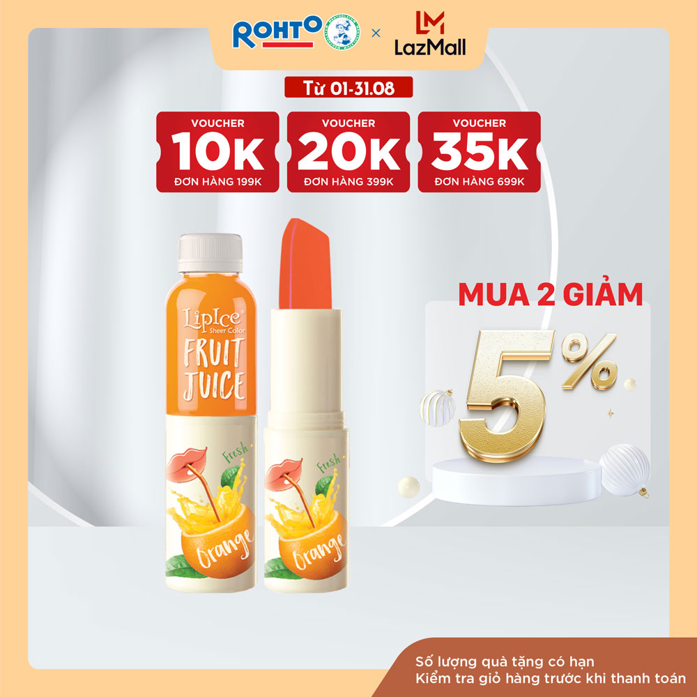 Son dưỡng có màu chiết xuất trái cây Lipice Sheer Color Fruit Juice 4g (Cam Tươi Tắn)