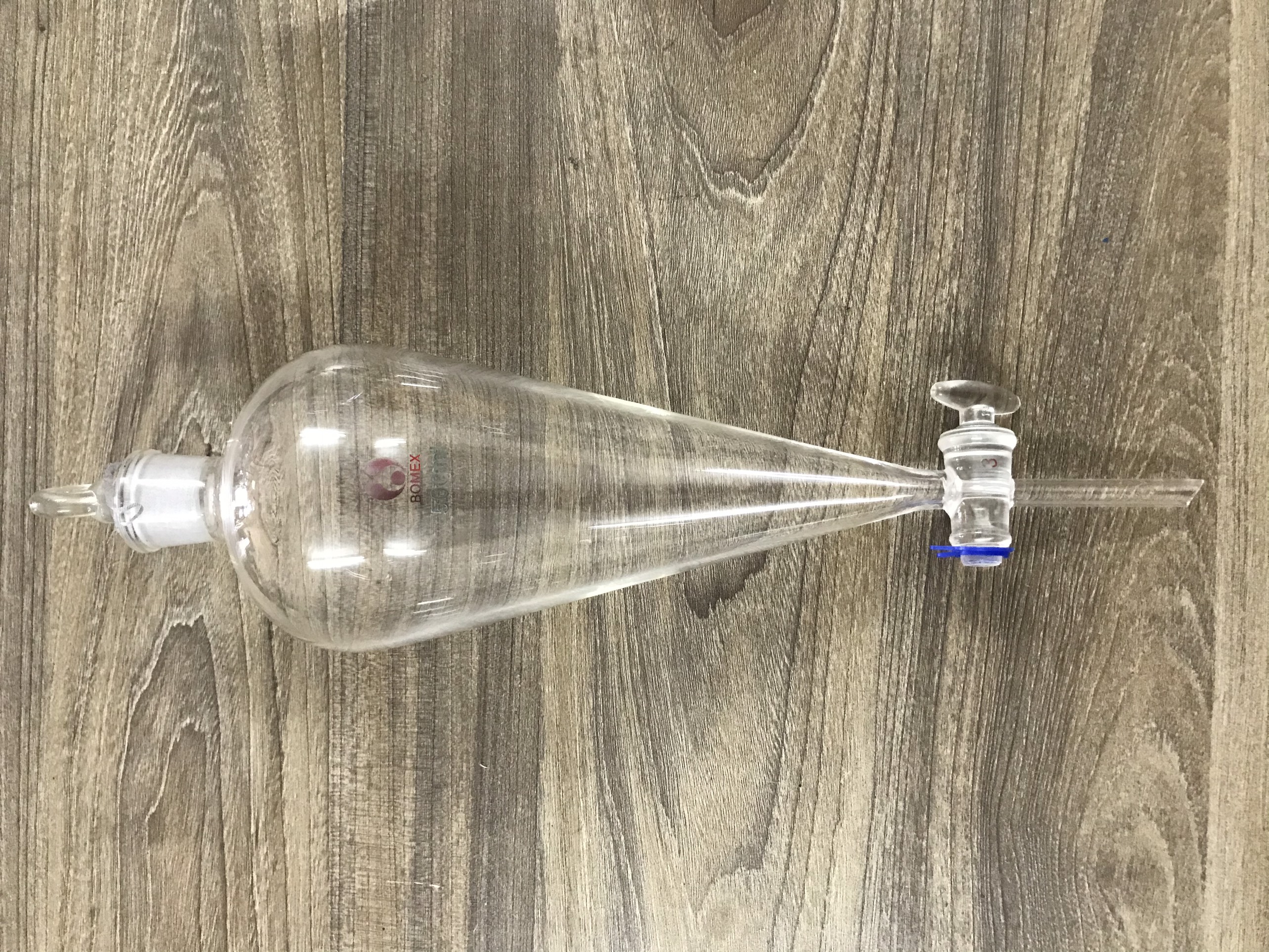 Phễu thủy tinh tách chiết tinh dầu chốt thủy tinh 250ml