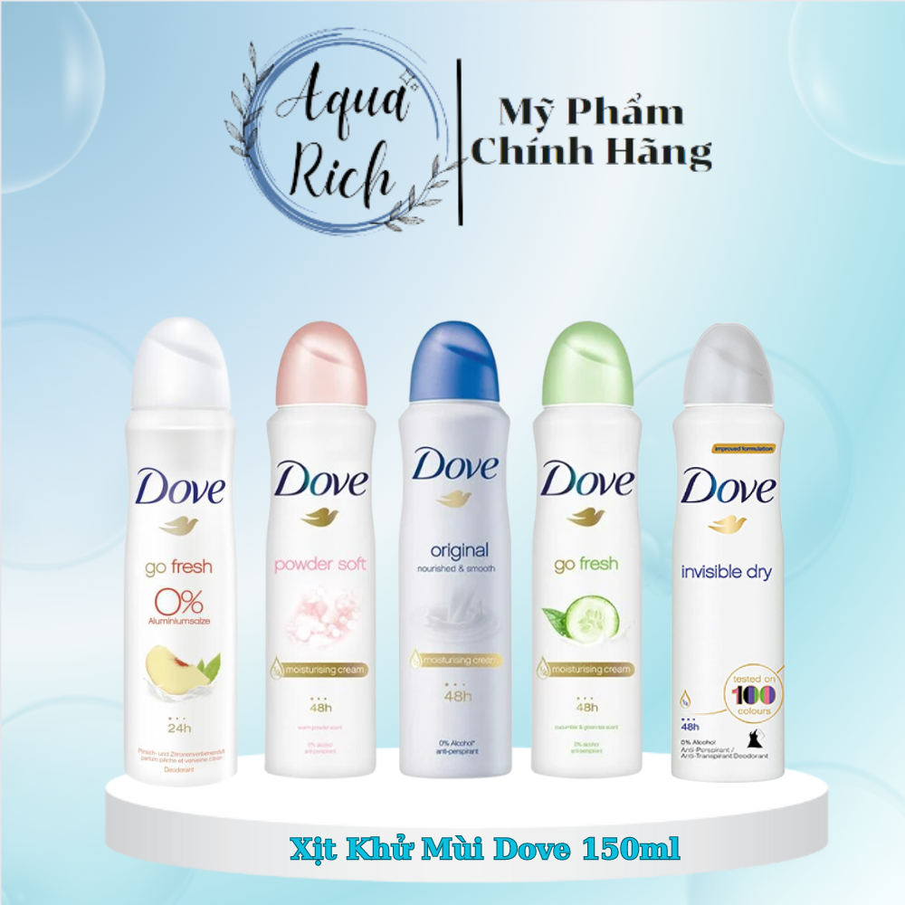 Xịt Khử Mùi Dove Go Fresh 150ml Hương Lựu Hương Dưa Leo Đủ Mùi