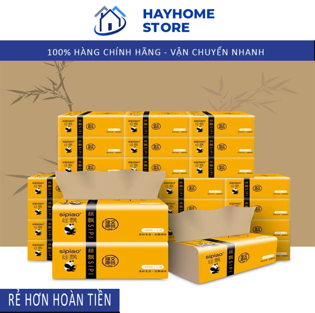 1 gói giấy gấu trúc sipiao 300 tờ, giấy gấu trúc hàng nội địa trung, giấy lau đa năng