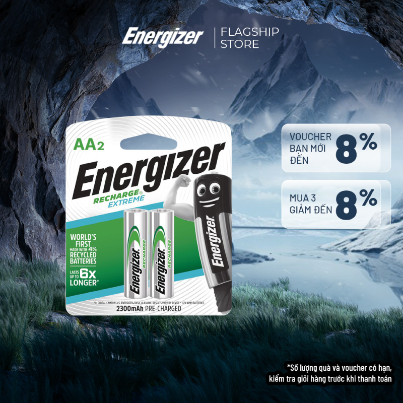 Pin sạc aa energizer 2300mah - vỉ 2 viên