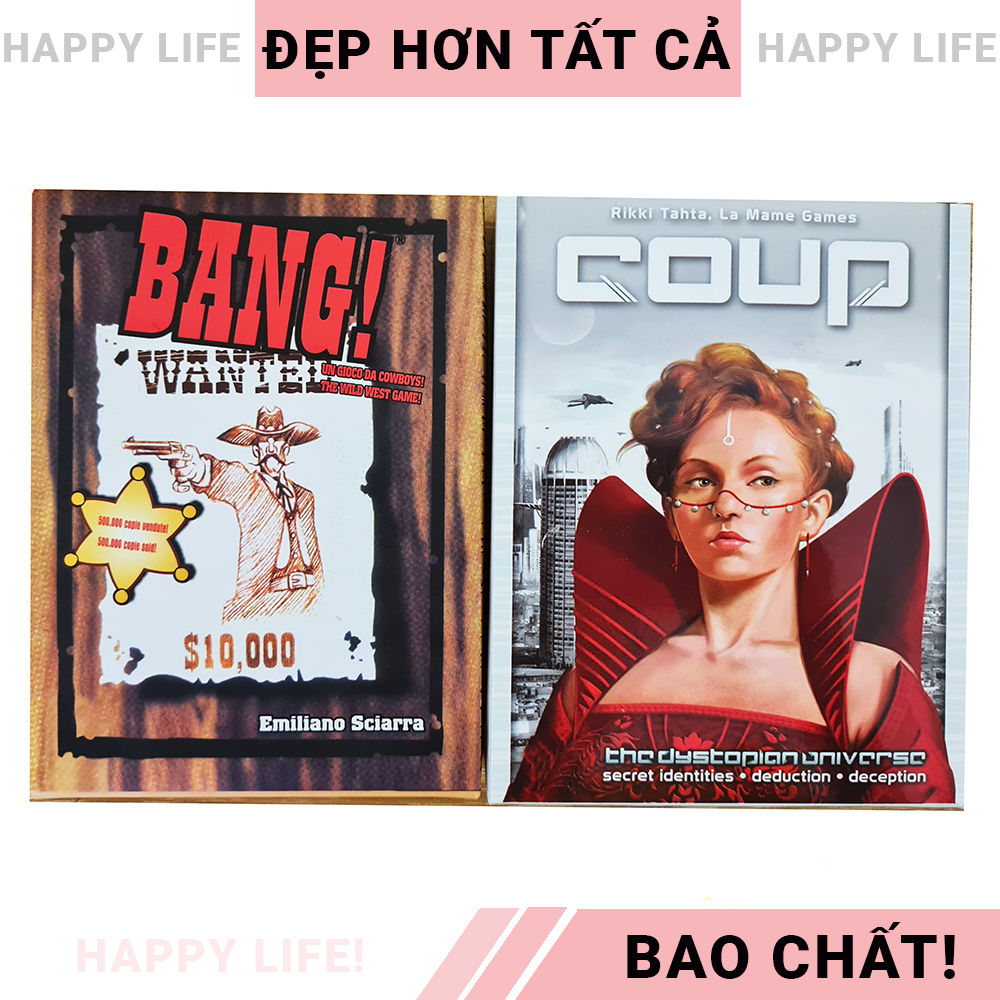 Bộ game thẻ bài nhập vai hấp dẫn Bang 103 lá + Coup 52 lá được Việt hóa kèm sách hướng dẫn