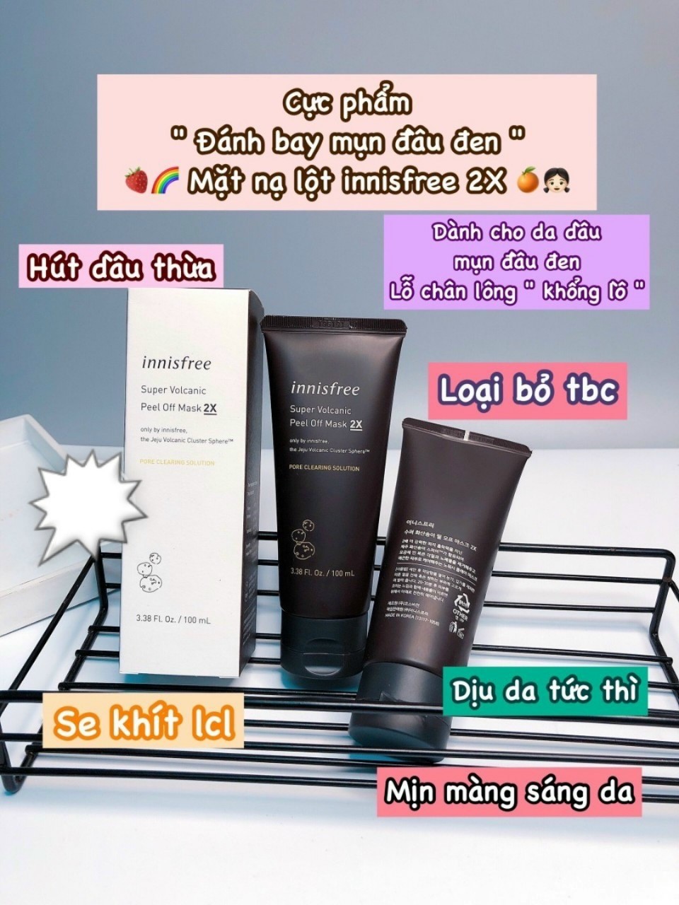Mặt nạ tro núi lửa innisfree mặt nạ lột mụn đầu đen innisfree tro núi lửa super volcanic peel off mask 2x