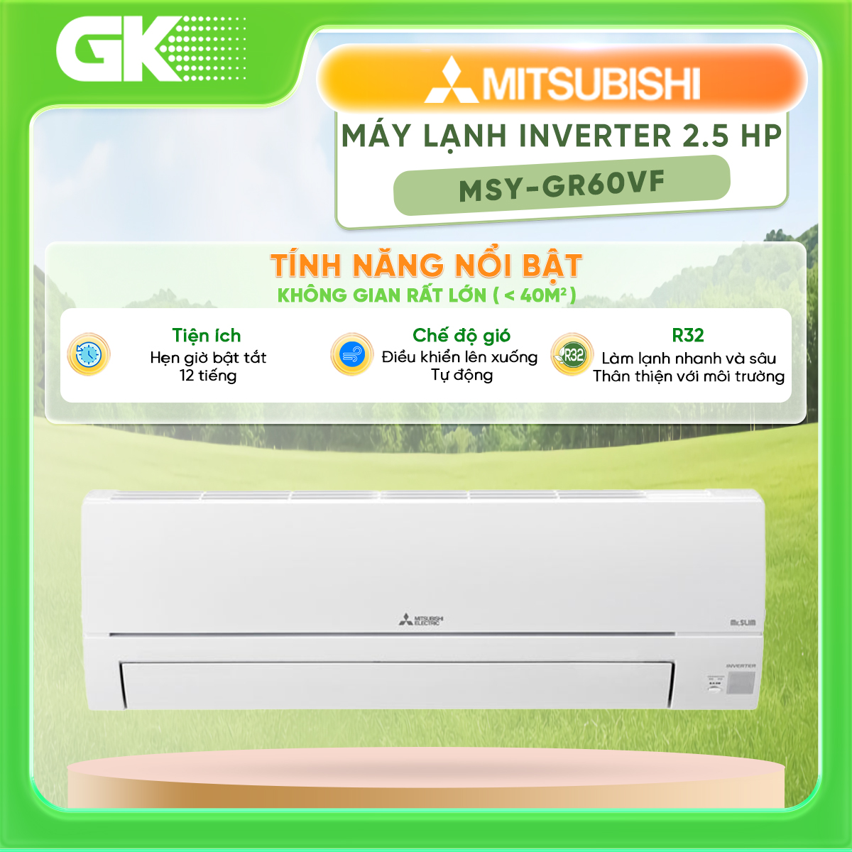 Điều hòa không khí mitsubishi electric msy-gr60vf - 2.5hp - giao toàn quốc - freeship hcm