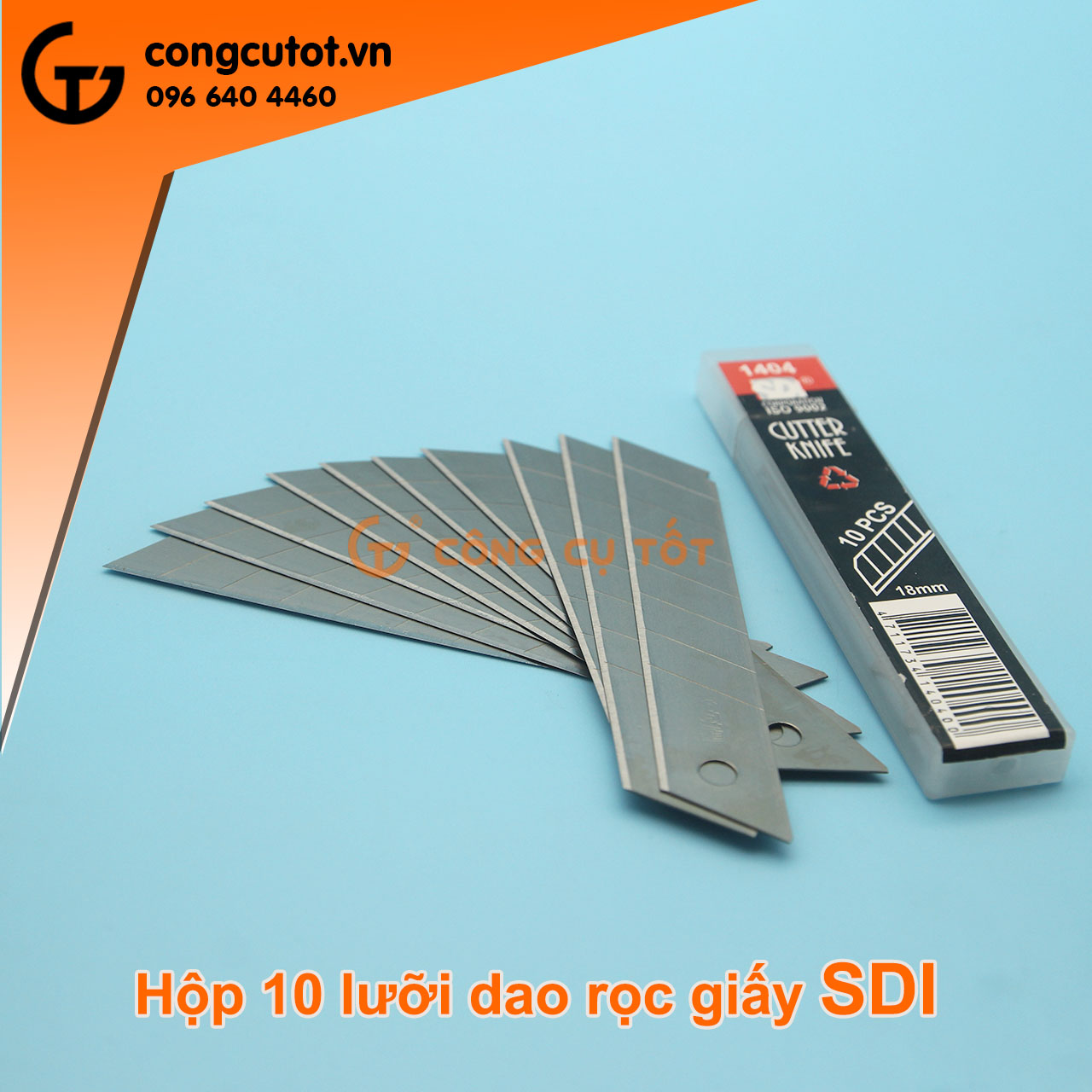 Hộp 10 lưỡi dao rọc giấy thép SK5 khổ lớn 100x18x0.5mm SDI 1404
