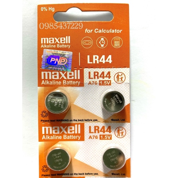 Pin lr44/a76/ag13 maxell chính hãng vỉ 4 viên