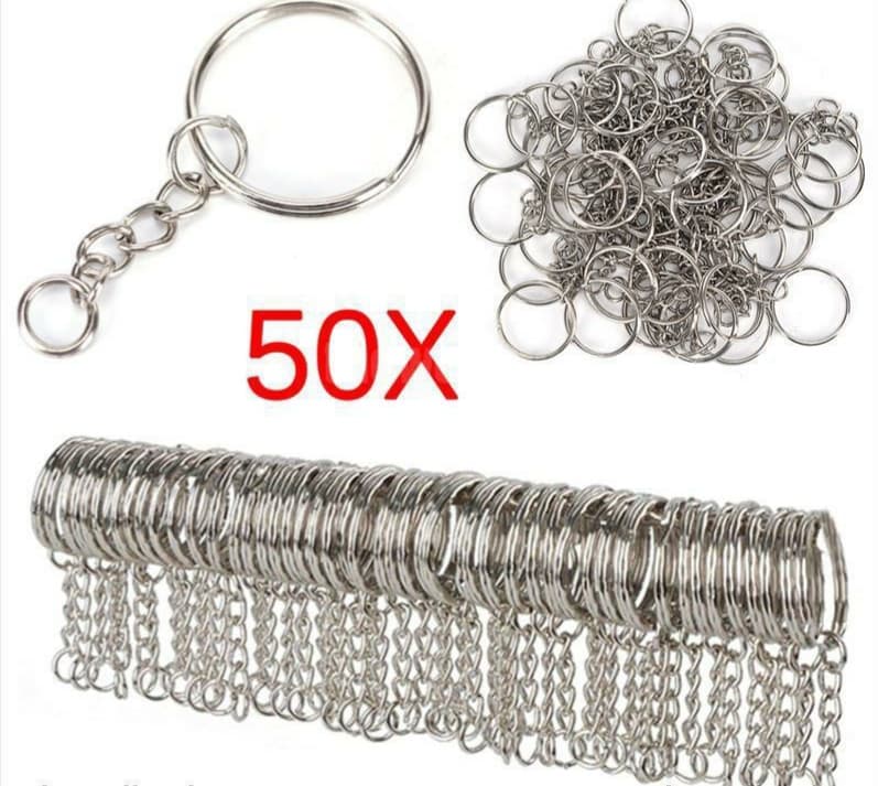 Bịch 50 móc khóa trơn 25mm dùng gắn phụ kiện trang trí.