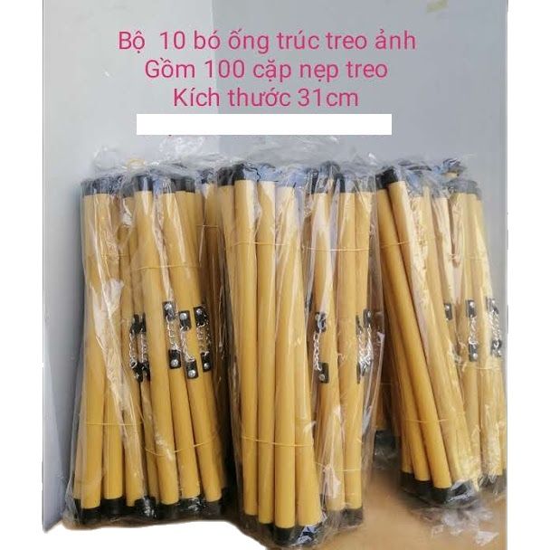 Bộ gồm 10 bó ống trúc treo ảnh, nẹp treo giấy thư pháp. Ống trúc treo tranh .Nẹp treo báo tường . Nẹp treo. Ống trúc. Tranh thư phápp