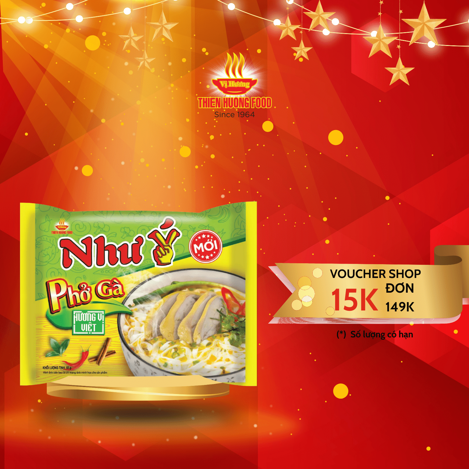 Thùng 30 gói phở như ý gà 65g/gói