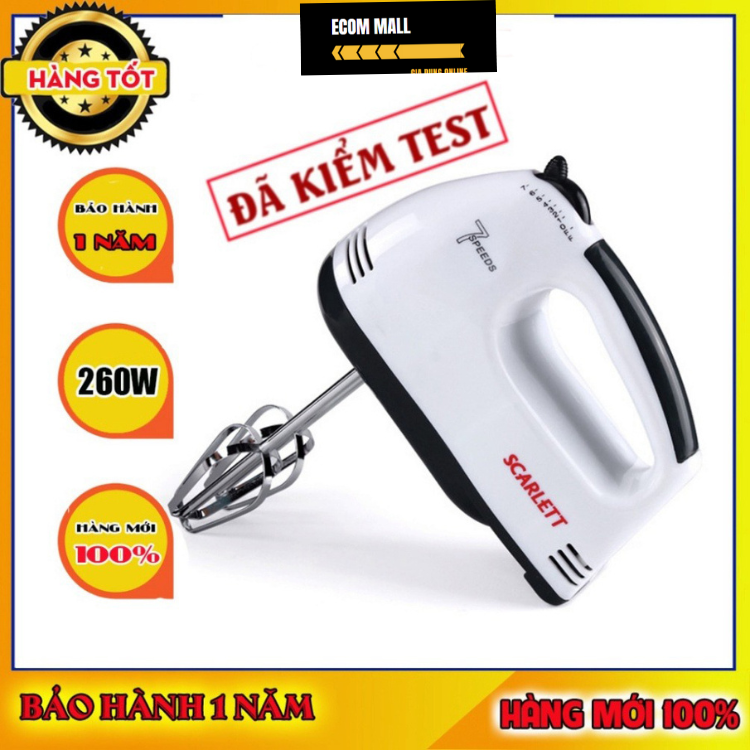 Máy đánh trứng đa năng 7 Tốc độ Scarlett HE-133 - Bảo hành 12 tháng - máy đánh bọt cà phê, máy trộn bột, cây đánh trứng, máy nhồi bột, máy đánh kem trộn, máy trộn kem, cây đánh trứng cầm tay