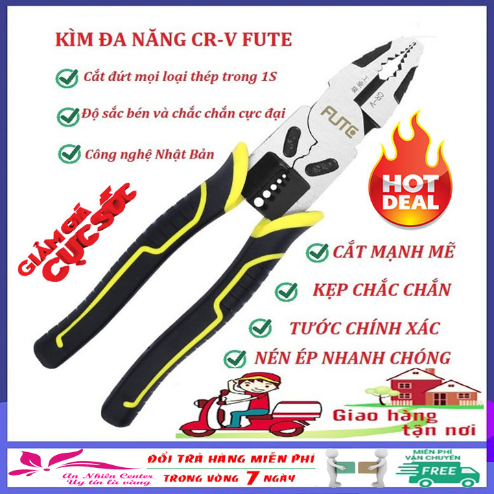 [Kềm] Kìm cắt đa năng CRV, kìm cắt sắt, thép, kìm cắt cáp, kìm cắt đứt mọi kim loại, cắt dây mạng, dây diện, cắt ổ khóa, kìm tuốt dây điện công nghệ Nhật Bản