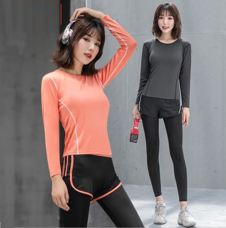 Set đồ tập gym dài tay 2 món, áo và Quần 2 Lớp Tập Aerobic,Yoga Co Giãn