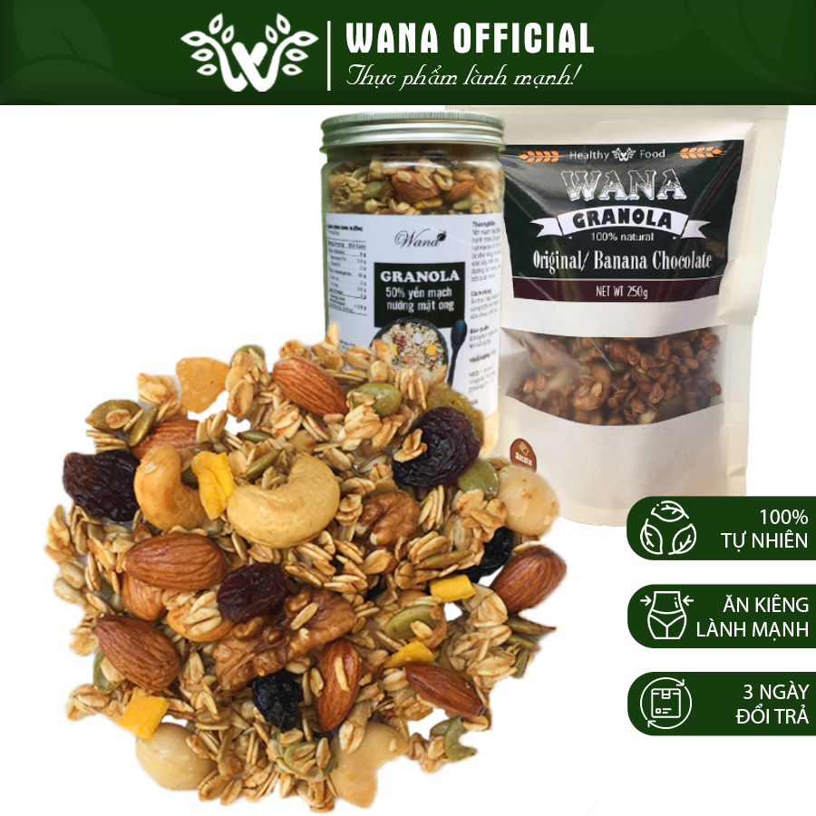 |500g| granola siêu hạt ăn kiêng mix hạt dinh dưỡng Wana