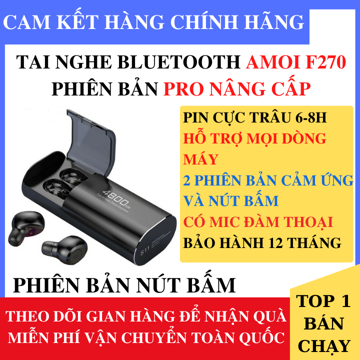 Tai Nghe Bluetooth Không Dây Amoi F270  Bản Pro 5.0 Bluetooth - Tai nghe bluetooth pin trâu - Tai nghe nhét tai Bluetooth amoi, Tai nghe bluetooth không dây, Tai nghe không dây, tai phone bluetooth
