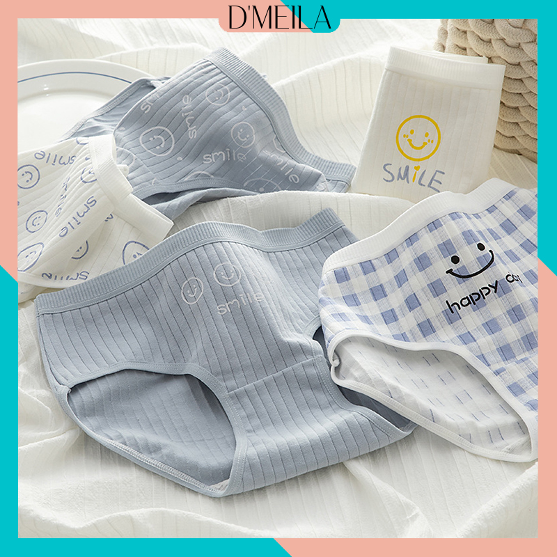 Quần lót nữ cotton họa tiết mặt cười,lót quần kháng khuẩn LOTIZEN,Combo 5 quần chíp nữ mềm mại,thoáng khí mã QL-T315