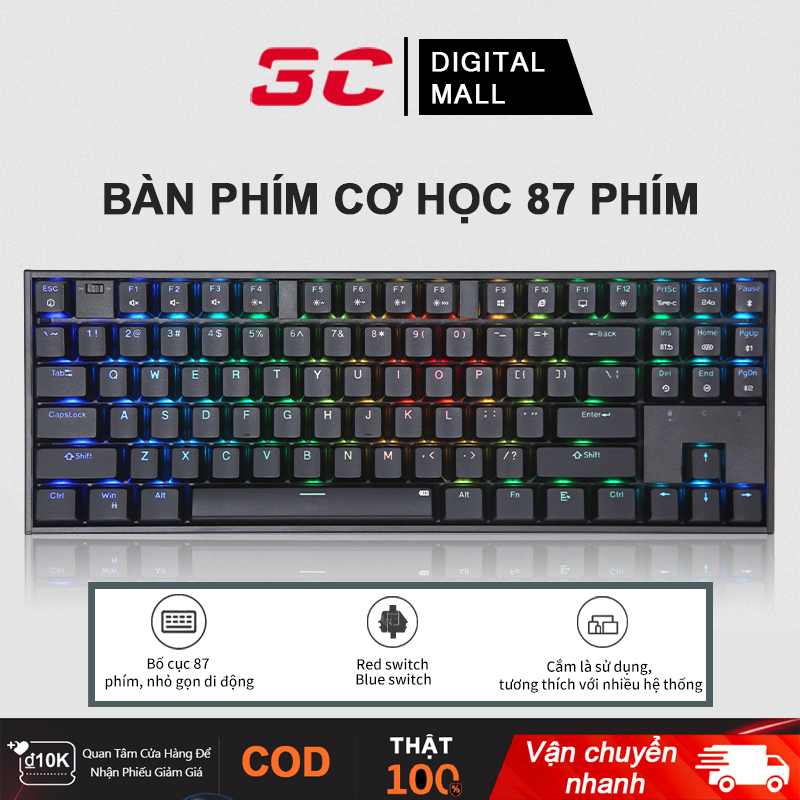 Bàn Phím Cơ Chuyên Game-Bàn Phím Cơ Máy Tính K2 Pro Led RGB  -Bảo hành,Blue Switch Có 10 Chế Độ Màu
