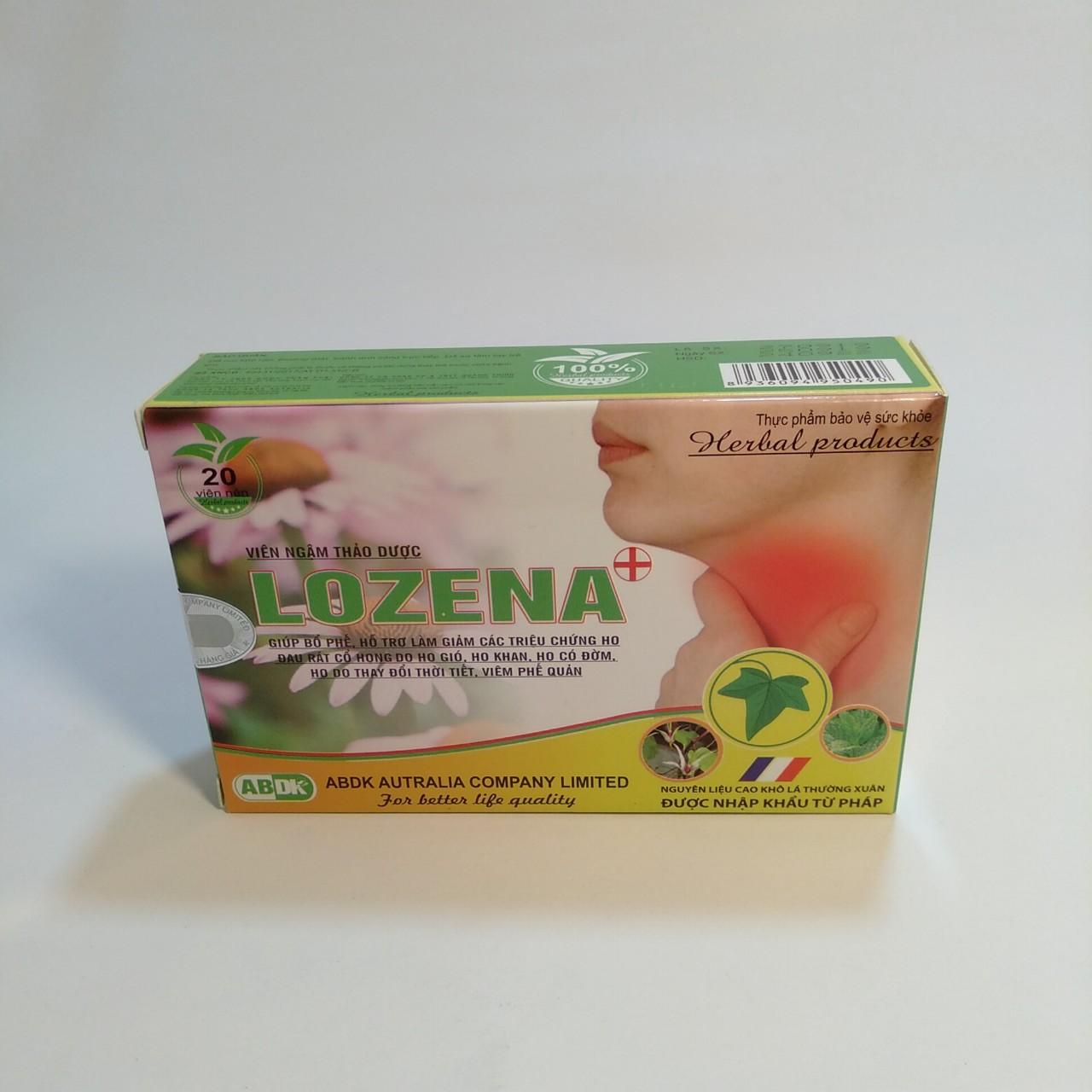 Thực phẩm bảo vệ sức khỏe ngậm ho lozena + hộp 20 viên