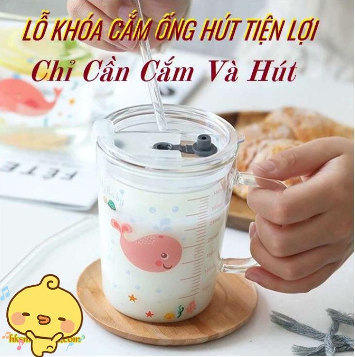 [CHỊU NHIỆT TỐT] - CỐC THUỶ TINH CÓ VẠCH CHIA ĐỊNH LƯỢNG TIỆN DỤNG - LY THUỶ TINH CAO CẤP HOẠ TIẾT HOẠT  HÌNH KO GÂY MÙI HÔI KHI SỬ DỤNG - AN TOÀN KHI SỬ DỤNG