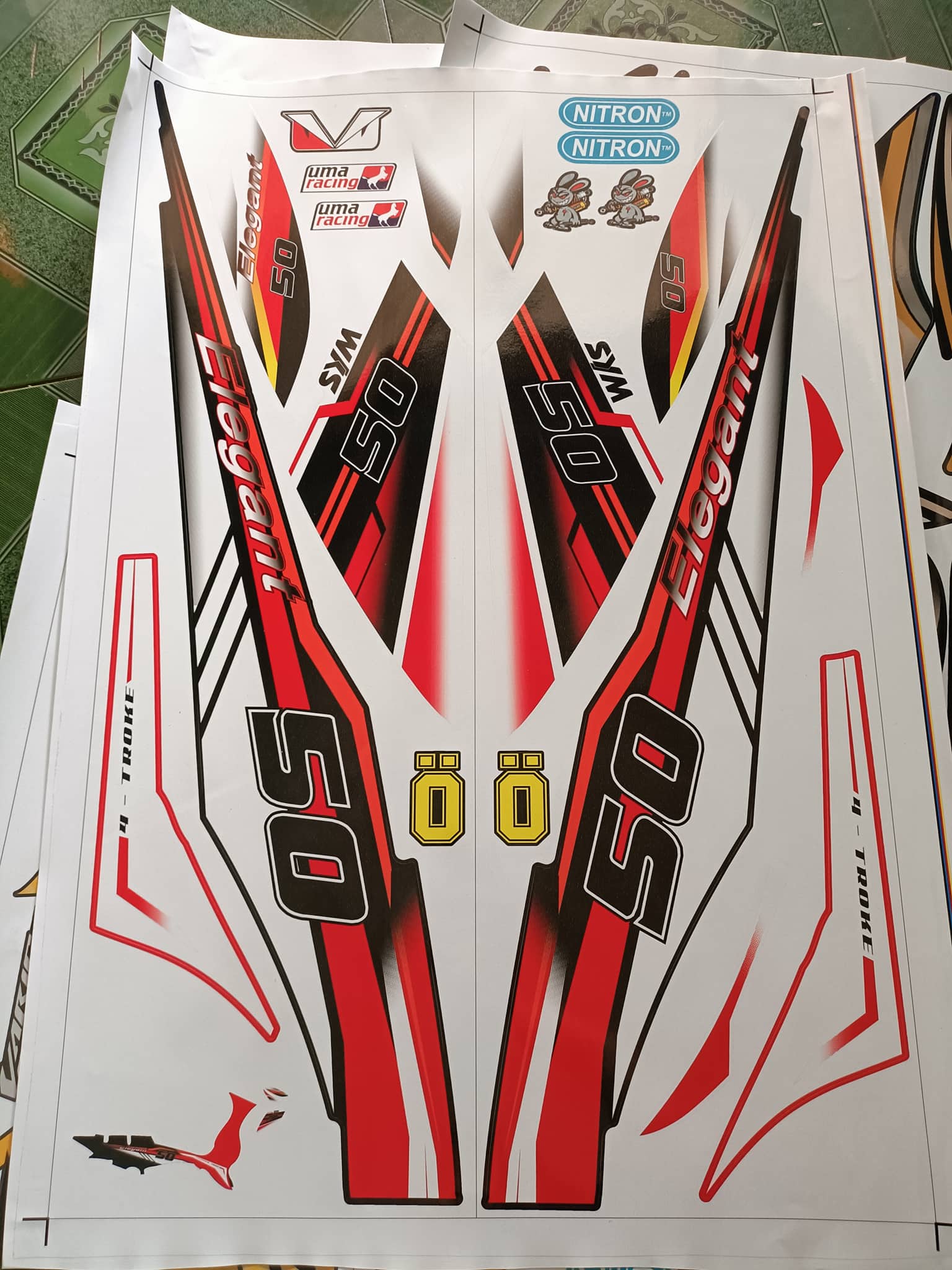 Tem rời elegant 50cc đỏ trắng