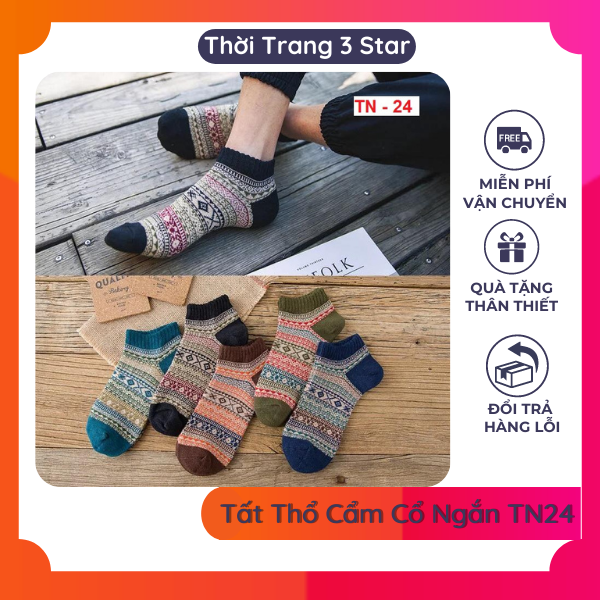 Vớ Nam [Freeship] Tất Ngắn Cổ Nam Họa Tiết Thổ Cẩm Nhẹ Nhàng Thấm Mồ Hôi Kháng Khuẩn Êm Chân Hút Mùi Cực Tốt TN24