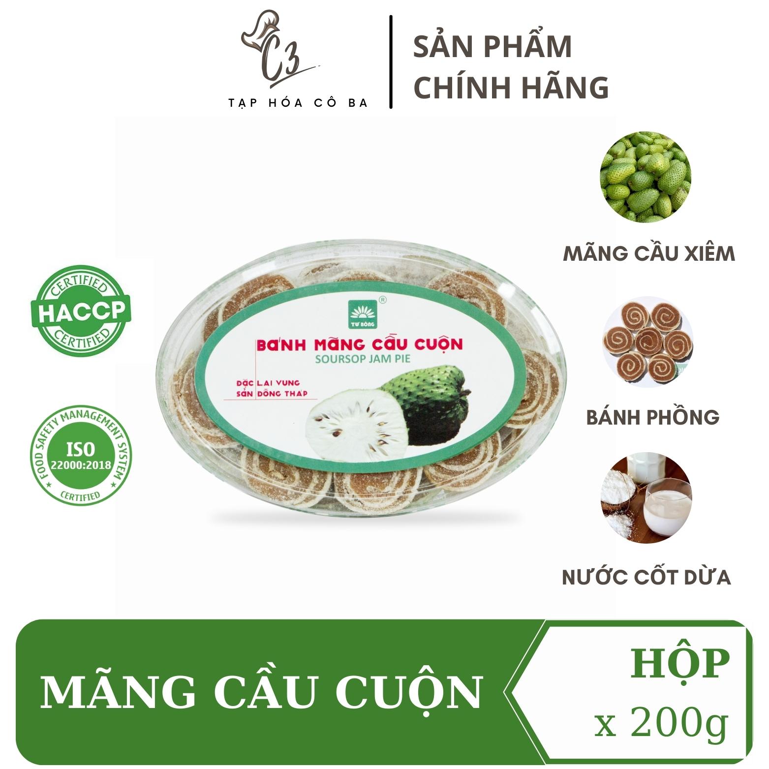 Bánh mãng cầu cuộn Tư Bông 80gr/200gr, vị chua ngọt tự nhiên, chính gốc Lai Vung Đồng Tháp