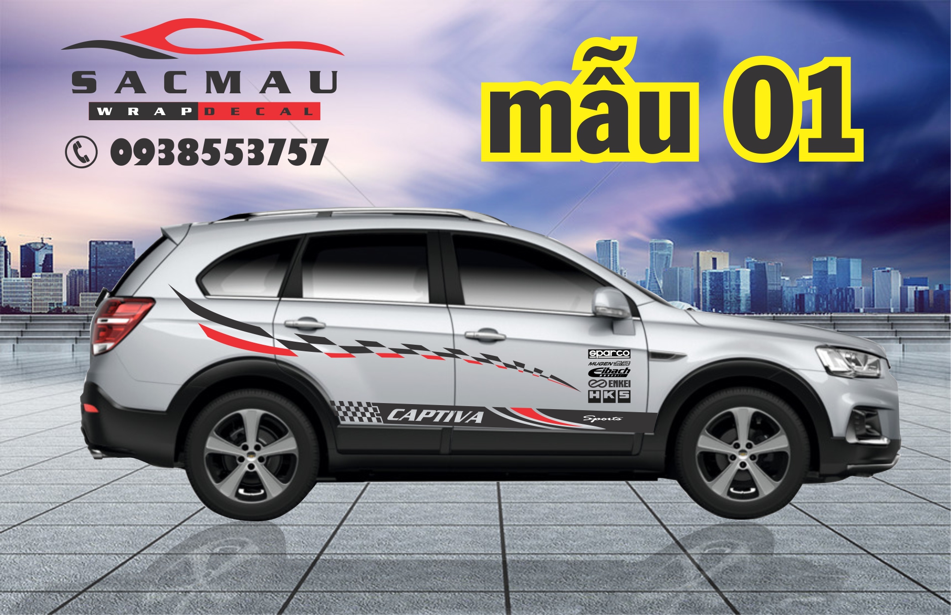 Tem dán xe chevrolet Captiva, tem dán hông xe Captiva
