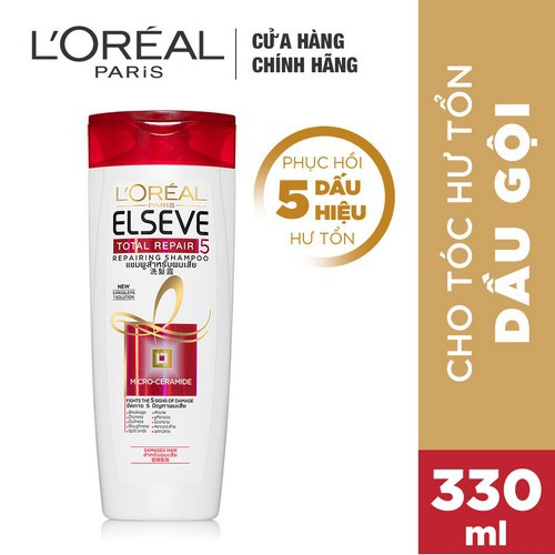 Dầu gội phục hồi tóc hư tổn L'Oreal Paris Elseve Total Repair 5 Repairing Shampoo 330ml