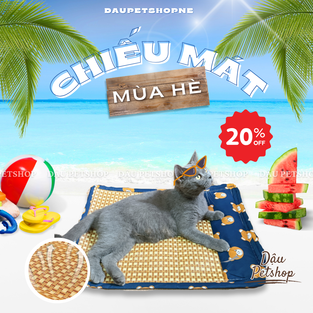 Chiếu mát điều hòa trơn cho thú cưng đính kèm gối