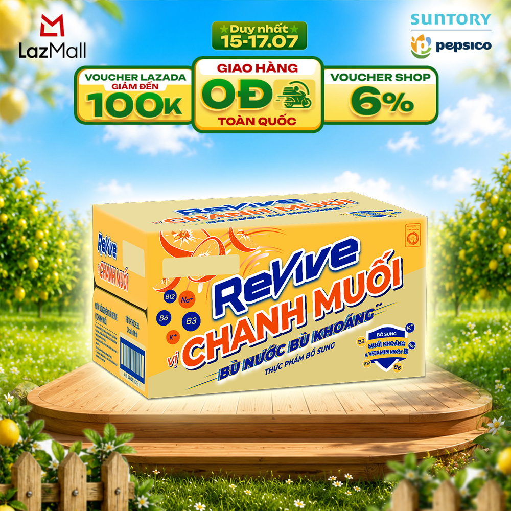 [SALE 15.7] Thùng 24 Chai Nước Điện Giải Thể Thao Revive Chanh Muối (390ml/chai)