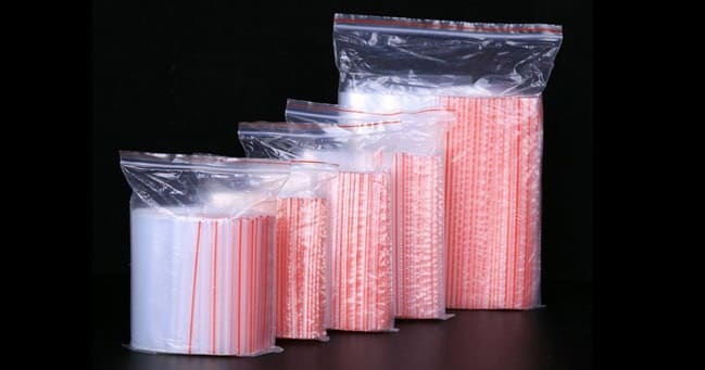 100 gam túi zíp, túi miết chỉ đỏ có đầu miết