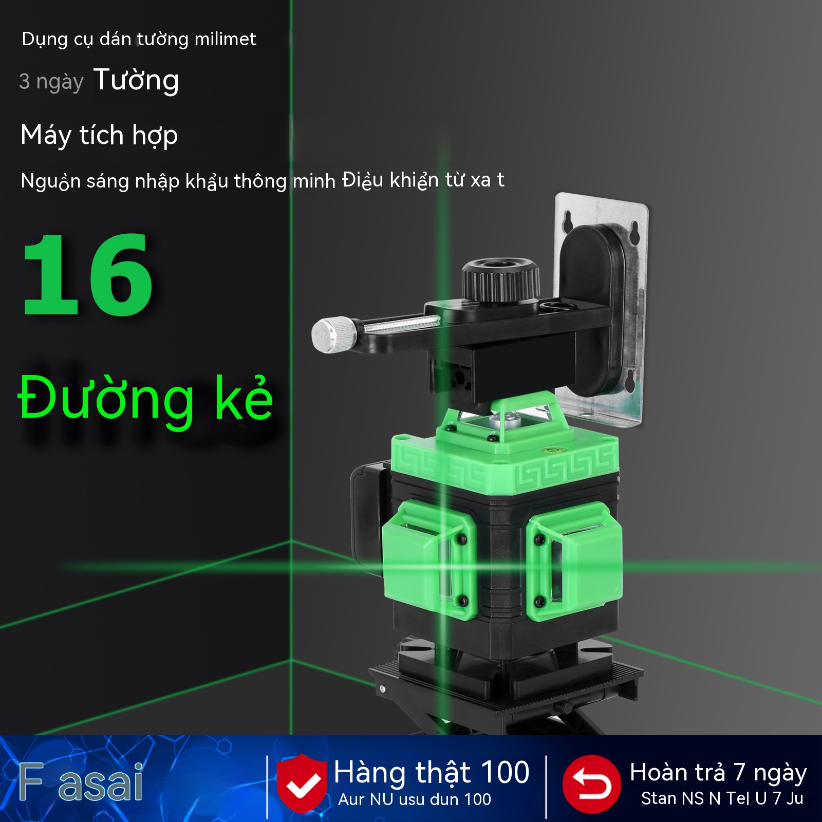 Máy cân bằng laser 4D 16 máy cân mực laser tia màu xanh lá -máy laser 16 tia xanh-Ổ cắm Châu Âu 220V