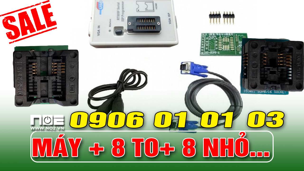 Máy chép ROM  PRO RT809F GỒM MÁY 2 ĐẾ 8 TO 8 NHỎ