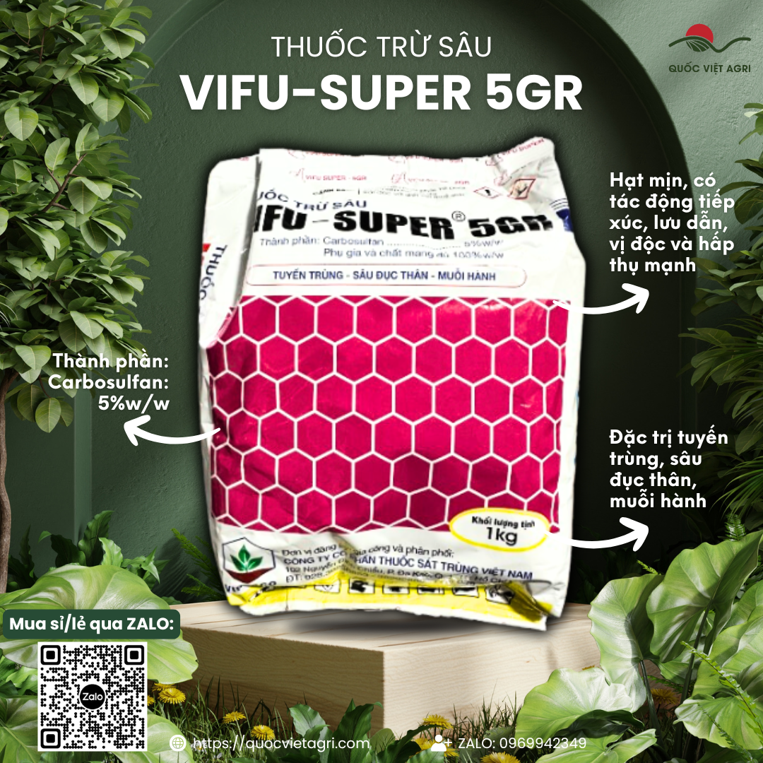  VIFU SUPER 5GR  gói 1KG  - Carbosulfan 5%w w Trừ tuyến trùng sâu đục thân muỗi hành cuốn chiếu 