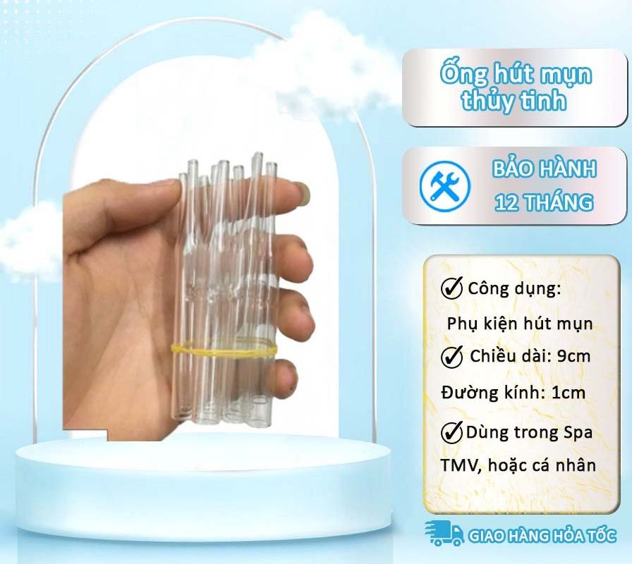 Ống Hút Mụn Thủy Tinh Ống Hút Mụn Hút Bã Nhỡn Trên Bề Mặt Da. Sử Dụng Máy 5in1 Máy Alkato.