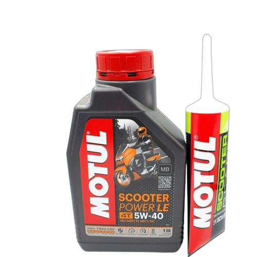 Combo nhớt MOTUL SCOOTER POWER LE 5W40 1 lít & nhớt láp MOTUL Scooter Gear Plus 80W90 GL-5 120ml dành cho xe tay ga