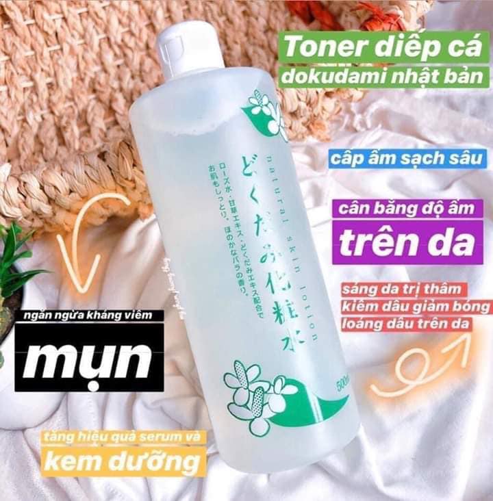 Nước hoa hồng diếp cá Dokudami 500ml, Lotion Dokudami diếp cá, toner cho da dầu mụn, giúp sáng da, ngăn ngừa mụn. làm se khít lỗ chân lông, Vstore.