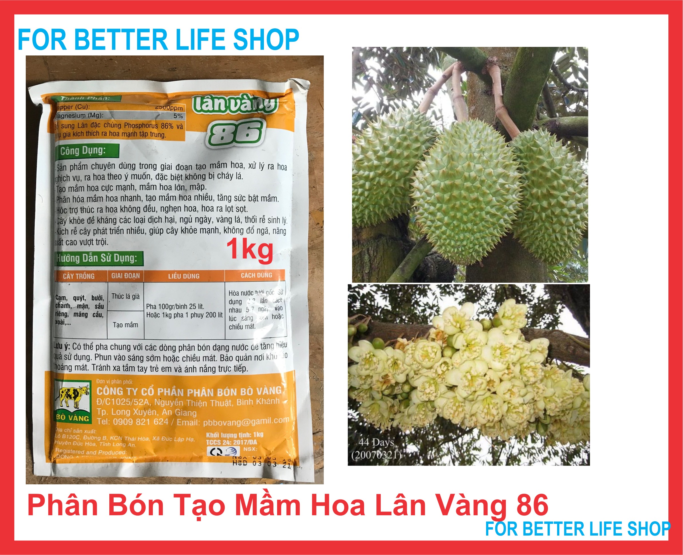 Phân bón lá cao cấp tạo mầm hoa trên cây trồng lân 86 túi 1kg