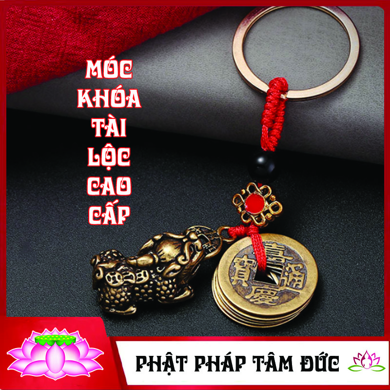 Móc chìa khóa tài lộc, phong thủy hợp kim, móc khoa xe máy cao cấp - Chiêu tài, hut lộc