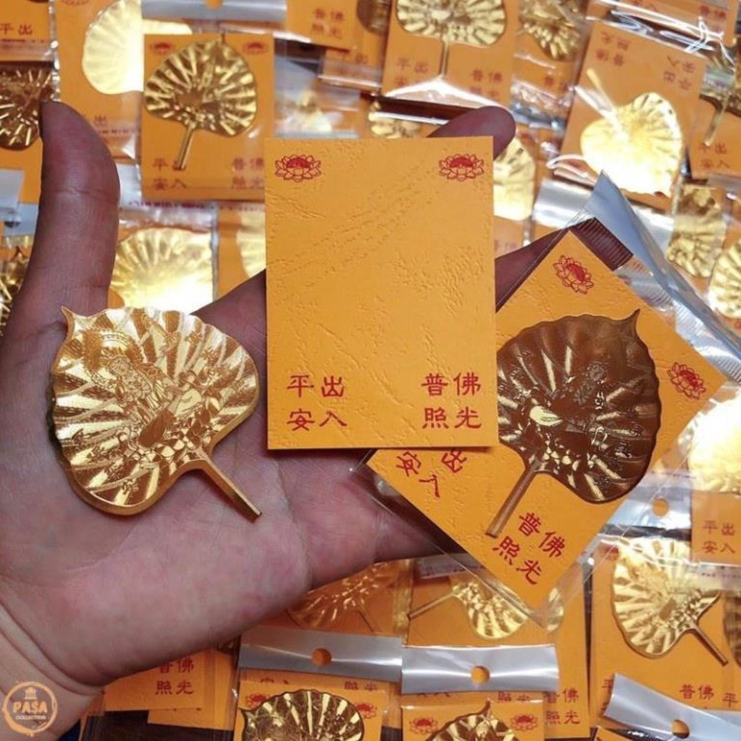 Lá bồ đề mạ vàng may mắn, tài lộc - để ví, ốp điện thoại
