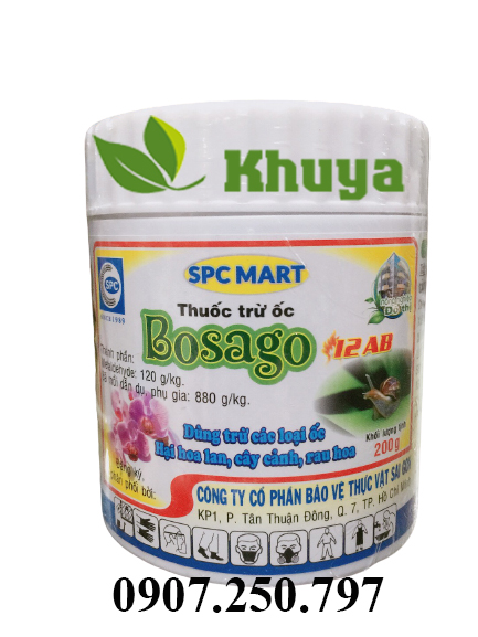 Trừ ốc Bosago 12AB hủ 200gr diệt Ốc hoa Lan, cây cảnh và rau hoa