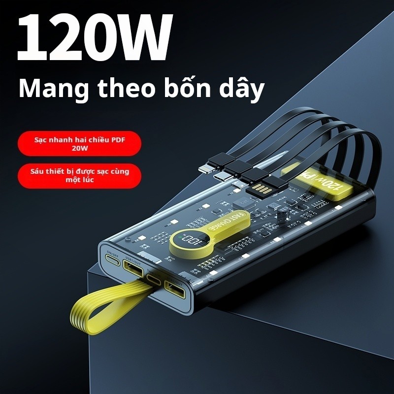 Backup Charger 100000Mah Fast Charging Port 120W Pd20W with 4 Charging Cables Led Screen 12 Month Warranty - 2