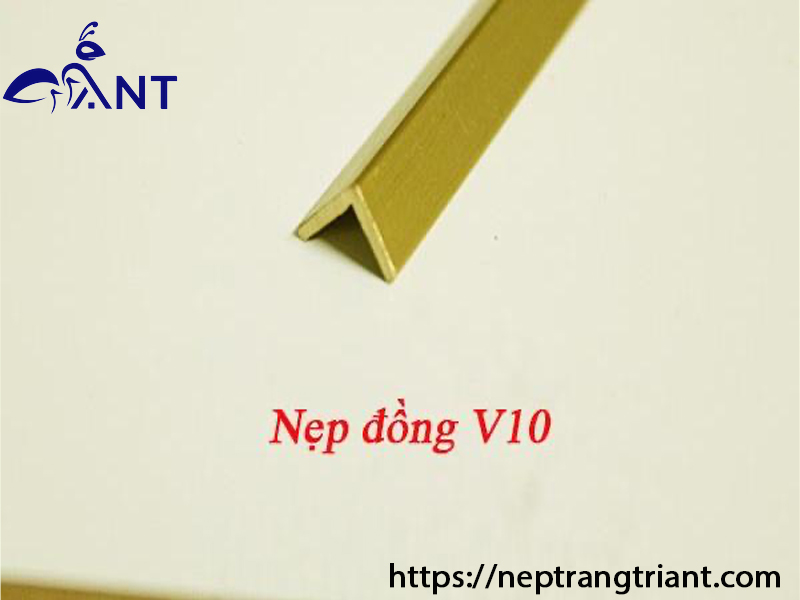 Nẹp đồng chữ V, nẹp đồng V10 , nẹp V chống trơn, nẹp ốp vách, nẹp ốp cầu thang, thanh dài 4m