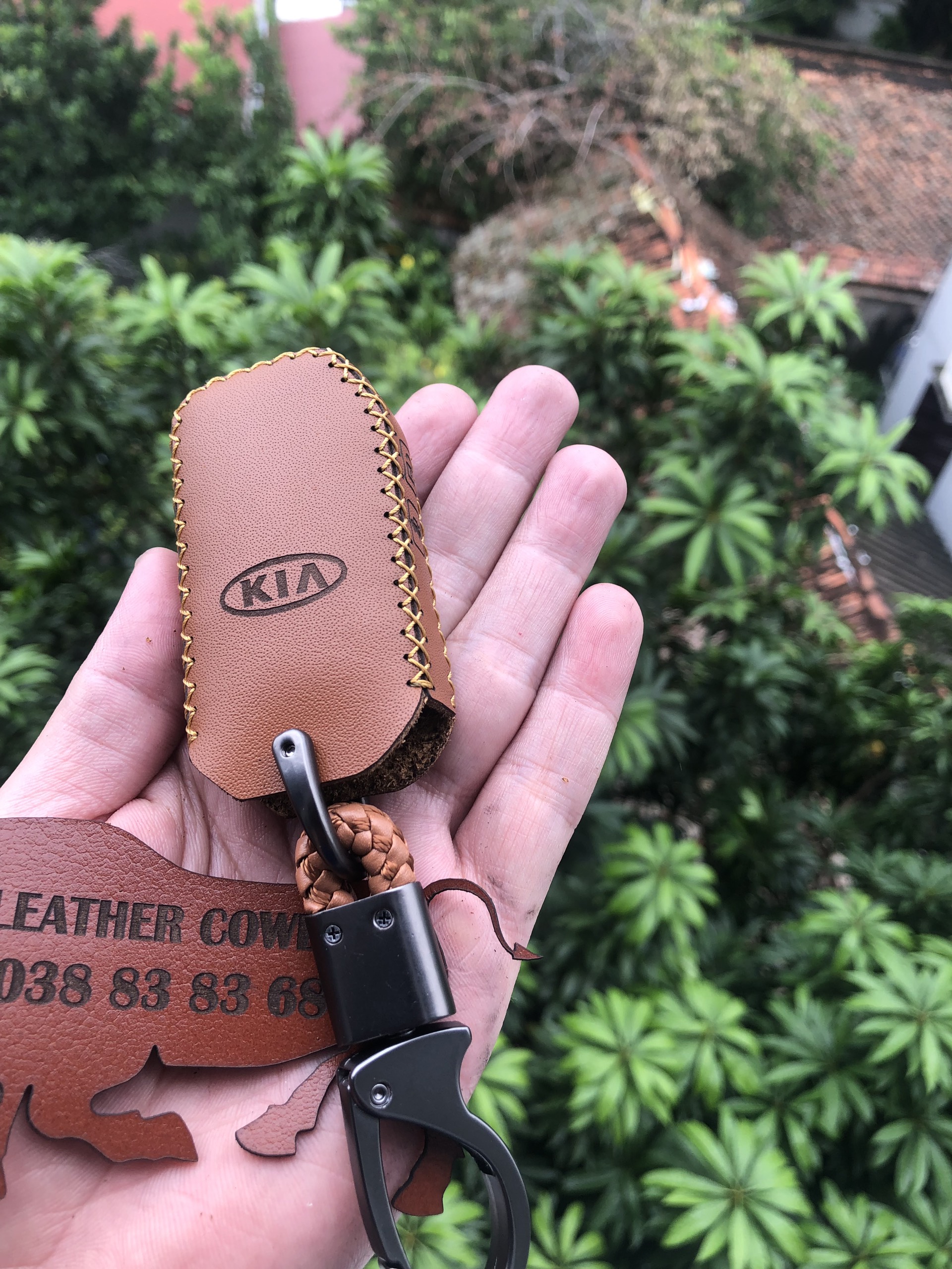 Bao Da Chìa Khoá KIA CERATO 2019 - 2022 handmade da bò thật 100%, khắc TÊN VÀ SĐT lên bao da.  Tặng Móc Khóa
