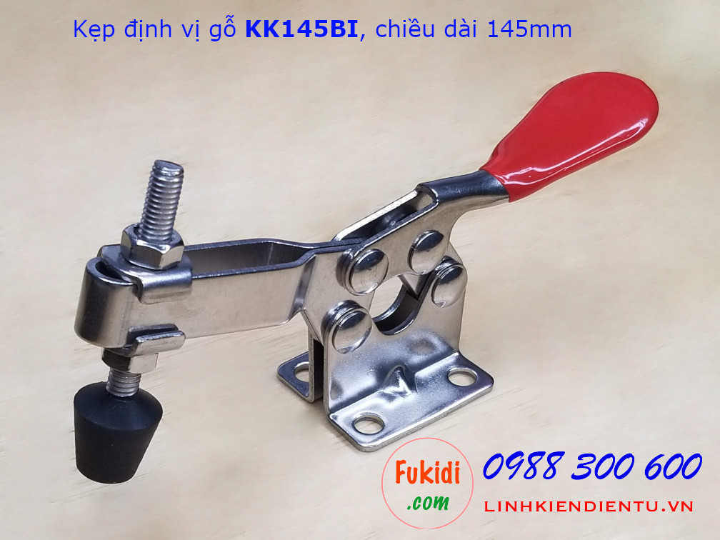 Khóa kẹp định vị đứng, khóa giữ, kẹp định vị gỗ inox 304 dài 145mm model KK145BI