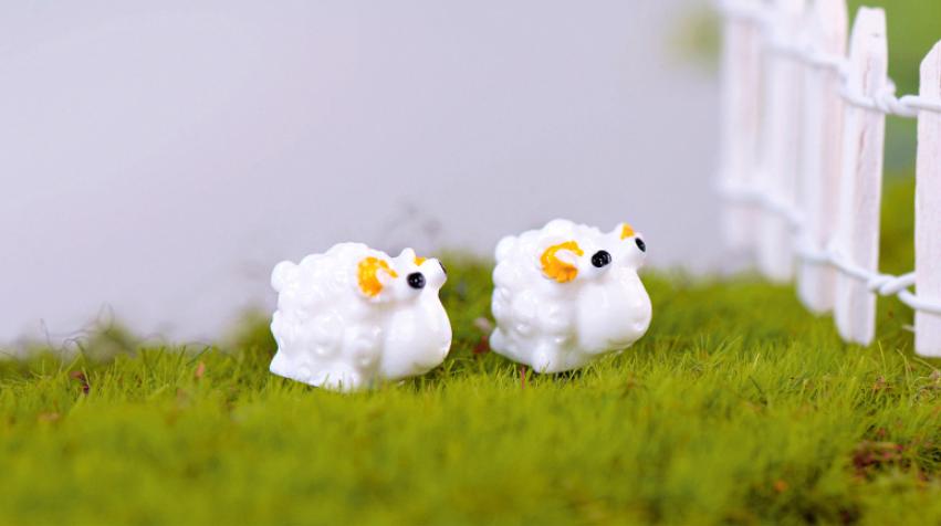 [HCM]Combo 2 con cừu nhỏ tai vàng trang trí tiểu cảnh thủy sinh terrarium chậu cây cảnh sen đá bánh kem
